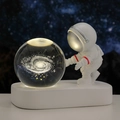 3D laser engraved astronaut crystal ball night light with glowing galaxy and resin base - Sphere / Galaxy (Natural Light)