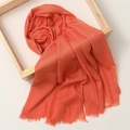 Soft orange linen cotton scarf with frayed edges displayed in a wooden tray - 180*100cm / Orange (TH39-15)