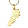 Dettaglio della collana con mappa del Libano placcata oro 18K e incisioni di Beirut e Tripoli - Ciondolo Singolo Libano