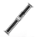 Three-bead stainless steel watch band in silver and matte black for smartwatches - 20mm / Silver Black Two-Tone