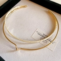 Vintage gold choker necklace with marble resin inlay in minimalist French style - 57# Necklace - Gold - Off-White Elegant Choker