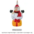 Addobbo pupazzo di neve vintage in metallo su pacco regalo, misura 13,8x8,2 cm - Pupazzo di neve con scatola regalo