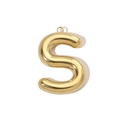 Pendentif lettre S en acier inoxydable doré poli miroir avec design creux tridimensionnel - Lettre S / Or