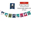 Cartoon Weihnachts-Wimpelkette Set mit Weihnachtsmann und Rentier für Partydekoration - Klassischer Roter Grüner Blauer Grußwort Stil (Z34)