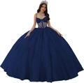 Elegante marineblauwe galajurk met korset lijfje en gelaagde tule rok - Marineblauw / 3XL