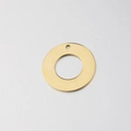 Flat round hollow circle pendant with single hole in golden mirror finish steel - Gold 30mm