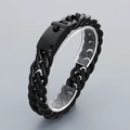 Bracciale cubano in acciaio inossidabile nero lucido con chiusura piatta da uomo - Nero (KB181222-KJX)