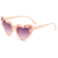 Lunettes de soleil cœur roses pour enfants avec verres dégradés et fleurs - Rose Clair