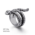 Vintage silver snake ring with scales, red eyes, and wrap-around style, 12g weight - US 7 / Style B Double Wrap Snake / Steel