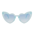 Gafas de sol de corazón azul claro brillante con lentes degradadas para estilo de fiesta - Montura Azul Transparente con Purpurina Lentes Azules