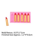 Pink silicone lipstick mold with six cavities for DIY chocolate fondant cake decorating - 3# Lipstick / Pink