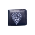 Men's black skull wallet with white graphic horror pattern in bifold style - Combined Bones