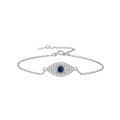 Elegante bracciale in argento S925 con zirconi blu e bianchi e occhio di Allah - Bracciale di Platino