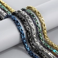 Herren Byzantinische Edelstahl-Kettensets in Gold, Silber, Schwarz, Blau und Regenbogen - 6mm Breite x 50cm Länge / Stahlfarbe