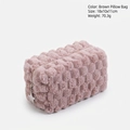 Brown checkered plush makeup bag with silver star charm and quilted texture finish - Brown Pillow Bag