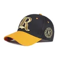 Fashionable black baseball cap with yellow brim and gold letter R embroidery - Adjustable / Black and Yellow