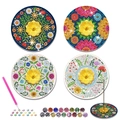 Set fai-da-te 4 sottobicchieri mandala diamond painting con porta incenso e perline - Collezione di Fiori - Set da 4 pezzi