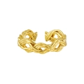 Minimalistischer S925 Sterling Silber Knotenring mit goldener geflochtener Textur - Einstellbar Offen / 18K Gold