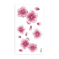 Pink cherry blossom temporary tattoo stickers with petals and artistic floral outlines - Watercolor Cherry Blossom Petals Style (LY022)