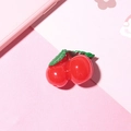 DIY cherry resin charm in glossy red finish for creative mobile phone case accessories - with Hook / Cherry