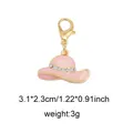 Pink enamel sun hat charm with crystal accents and lobster clasp for shoes and bags - Hat (With Rhinestone) / Style 7 Hat