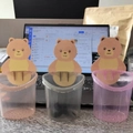 Three-piece set of cartoon bear wall-mounted organizers in pink, grey, and purple colors - Coffee