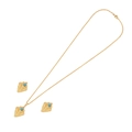 Set di gioielli in acciaio inossidabile dorato con turchese e trama rocciosa - Stile Scudo Geometrico Irregolare (2#)