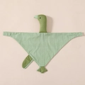 Green checkered swan baby comforter made of soft organic cotton for infant sleep - Green Checkered (Goose)