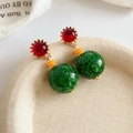 Green Ceramic Effect Round Stud Earrings (15#)