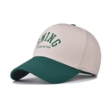 Casquette de baseball en coton bicolore beige et vert foncé avec broderie SWING - Réglable / Vert