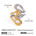 Polierter gewellter zweifarbiger Edelstahlring in Gold und Silber mit Maßen - Gold Silber Zweifarbig Fluid-Welle