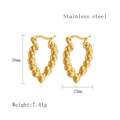 Golden heart-shaped stainless steel C-hoop earrings featuring linked heart design - Heart Beaded / Gold LE3485