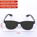 Detailed view showing the 14cm width and 4.5cm height of these black semi-rimless sunglasses - Black