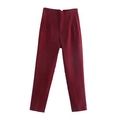 Pantaloni casual da donna a vita alta a gamba dritta color rosso bordeaux - XS / Pantaloni e gonne / Borgogna