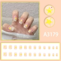 Uñas postizas degradadas amarillas con estrellas y puntos, juego completo de 24 piezas - A3179 (Tipo Pegamento)