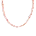 18K gold plated necklace with faceted pink natural stones on a clean white background - Natural Stone Necklace - Pink Opal
