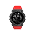 Rugged sport smartwatch with red silicone strap and black dial for fitness tracking - Red
