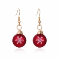 Christmas earring variant featuring red frosted baubles with delicate white snowflake patterns - Snowflake Ball Earrings