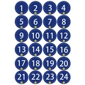 24-piece dark blue Christmas countdown number stickers for gift boxes and bags - 1-Star Blue Numbers