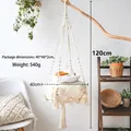 Amaca bohémien per gatti in macramè con cuscino di peluche bianco e frange - Stile Nappe 40cm (120*40cm)