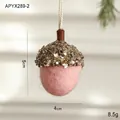 Ghianda in feltro di lana rosa con paillettes e perline dorate per Natale - Ghianda di Feltro Rosa