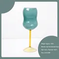 Modern bicolor glass goblet in dark teal and amber yellow heat-resistant borosilicate - 301-400ml / Dark Green with Amber Base