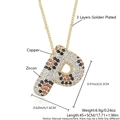 Gold plated copper necklace with P letter balloon pendant and colorful zircon inlay - Letter P