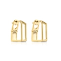Orecchini geometrici placcati in oro 14K con dettagli a forma di cuore sui lati - Oro
