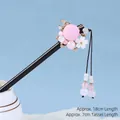 Bastoncino per capelli cinese classico con perline rosa e nappa lunga fluida - Tenda della Sera - Stile A