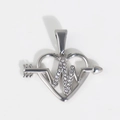 Pendentif cœur en argent avec motif battement de cœur, flèche et oxydes de zirconium - U05-Cœur en Zircon / Acier