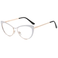 Monture de lunettes œil de chat en métal blanc et or avec plaquettes de nez - Cadre Blanc