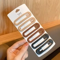 Set of 6 matte earth-toned rectangular BB clips for kids, shown on display card - 60# Orange + Brown + Black - 6Pcs