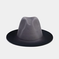 Elegant gradient fedora hat transitioning from dark grey to black in wool felt style - M / Gray & Black