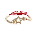 Adjustable red string bracelet with gold star pendant and sparkling cubic zirconia stones - Red Rope with Gold Metal Beads / Gold Star + Copper Beads Red Rope